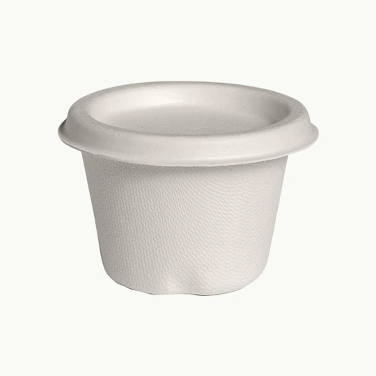 Ecoware Sugarcane Sauce Container and Lid - 120ml (500/ctn)