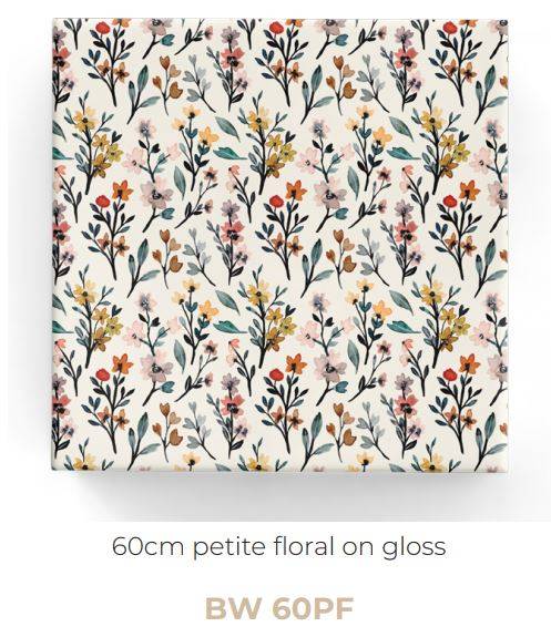 Giftwrap - Petite Floral on Gloss White - 600mm x 40m