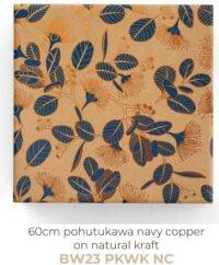 Giftwrap - Pohutukawa Navy/Copper on Kraft - 600mm x 40m