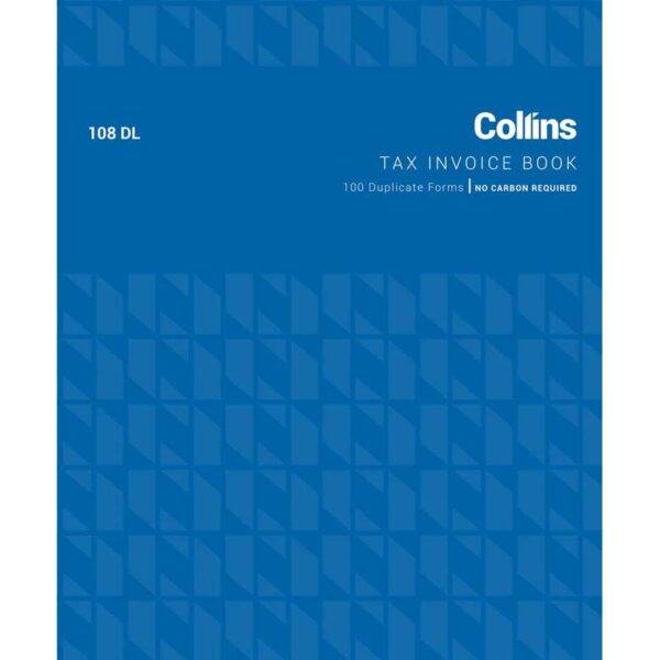 Collins Tax Invoice Books 108DL Duplicate No Carbon Required