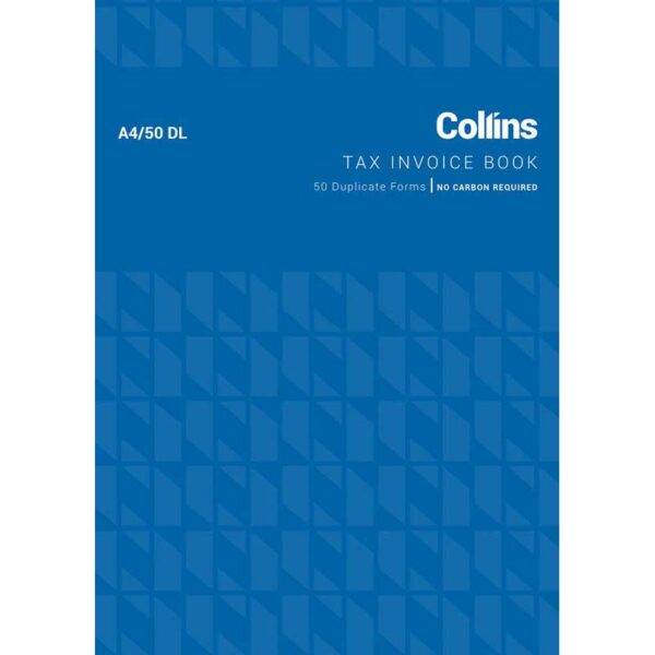 Collins Tax Invoice Books A4/50DL No Carbon Required