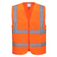 C375 - Hi-Vis Zipped Band and Brace Vest Orange