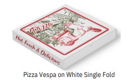TREND Pizza Boxes - New Italian Pizza Inspired Designs - 12" Vespa on White - Pack of 100