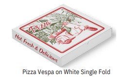 TREND Pizza Boxes - New Italian Pizza Inspired Designs - 12" Vespa on White - Pack of 100