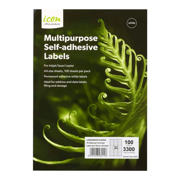 Icon Laser Labels – 70mm x 25.4mm