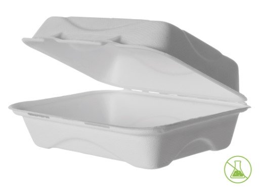 Vanguard® Sugarcane Clamshells - 9x6x3" - 230x150x75mm - 250/ctn - P674S0398