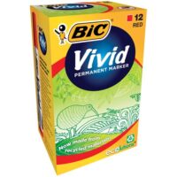 Vivid Markers - Permanent Marker - Fine Tip - Red - Box of 12