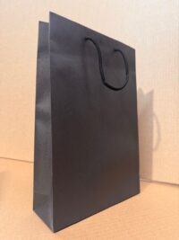 Small Size Gusseted Black Rope Handle Paper Bag - 230x80x340mm - Black- ISSGBR- Carton of 200