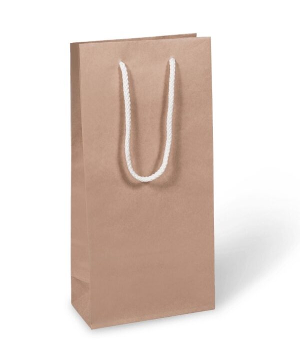 2 Bottle Bag - Kraft Rope Handle Wine Bag - 170x90x350mm