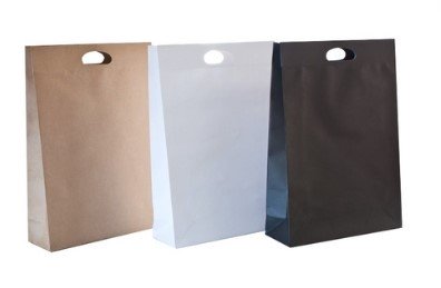 Large Portrait Gusseted Diecut Handle Paper Bag - 360x125x510mmmm - Black - ISLGB - Carton of 100