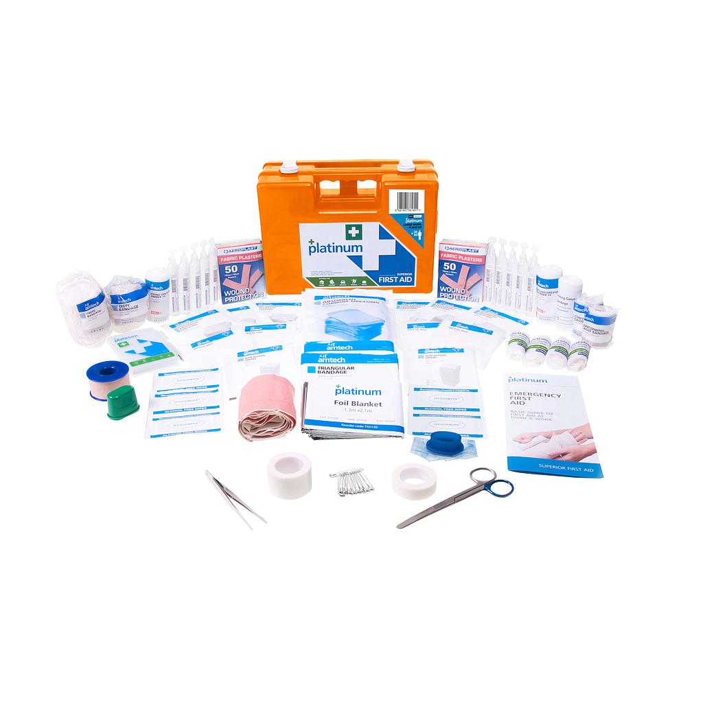 PM432 - Platinum First Aid Kit 172 Piece Large Orange Plastic Case Wall Mount
