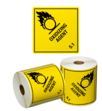 Oxidising Agent 5.1 - Dangerous Goods Shipping Labels - 99x99mm (500/roll)