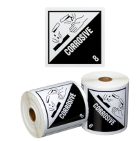 CORROSIVE 8 - Dangerous Goods Shipping Labels - 99x99mm (500/roll)
