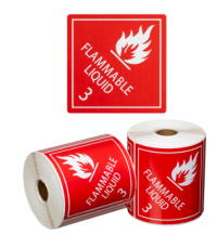 Flammable Liquid 3 - Dangerous Goods Shipping Labels - 99x99mm (500/roll)