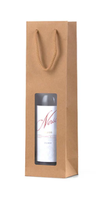 Wine Bag with Window - Single Bottle - 110x90x390mm - 100/carton
