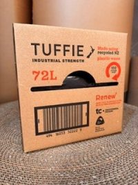 TUFFIE 72 Litre Recycled Rubbish Bags on a roll - Dispenser Box - 390x370x980mm - 100/roll